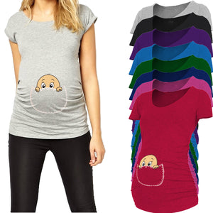 "Baby peeking out" 2018 New Maternity Shirt specialized for pregnant women
