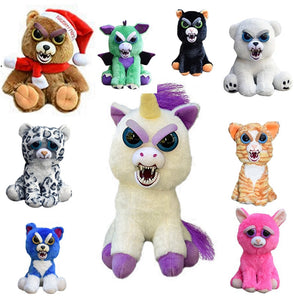 Feisty Pets Unicorn Teddy Bear Cat Dog Stuffed Change Face Funny Expression Plush Panda Toys Doll For Baby Christmas GIFTS