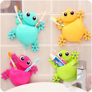 1PC Animal Frog Silicone Toothbrush Holder Family Set Wall Bathroom Hanger Suction